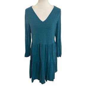 Matilda Jane Wonderment Best of the Best Dress Teal Long Sleeve Tiered Medium